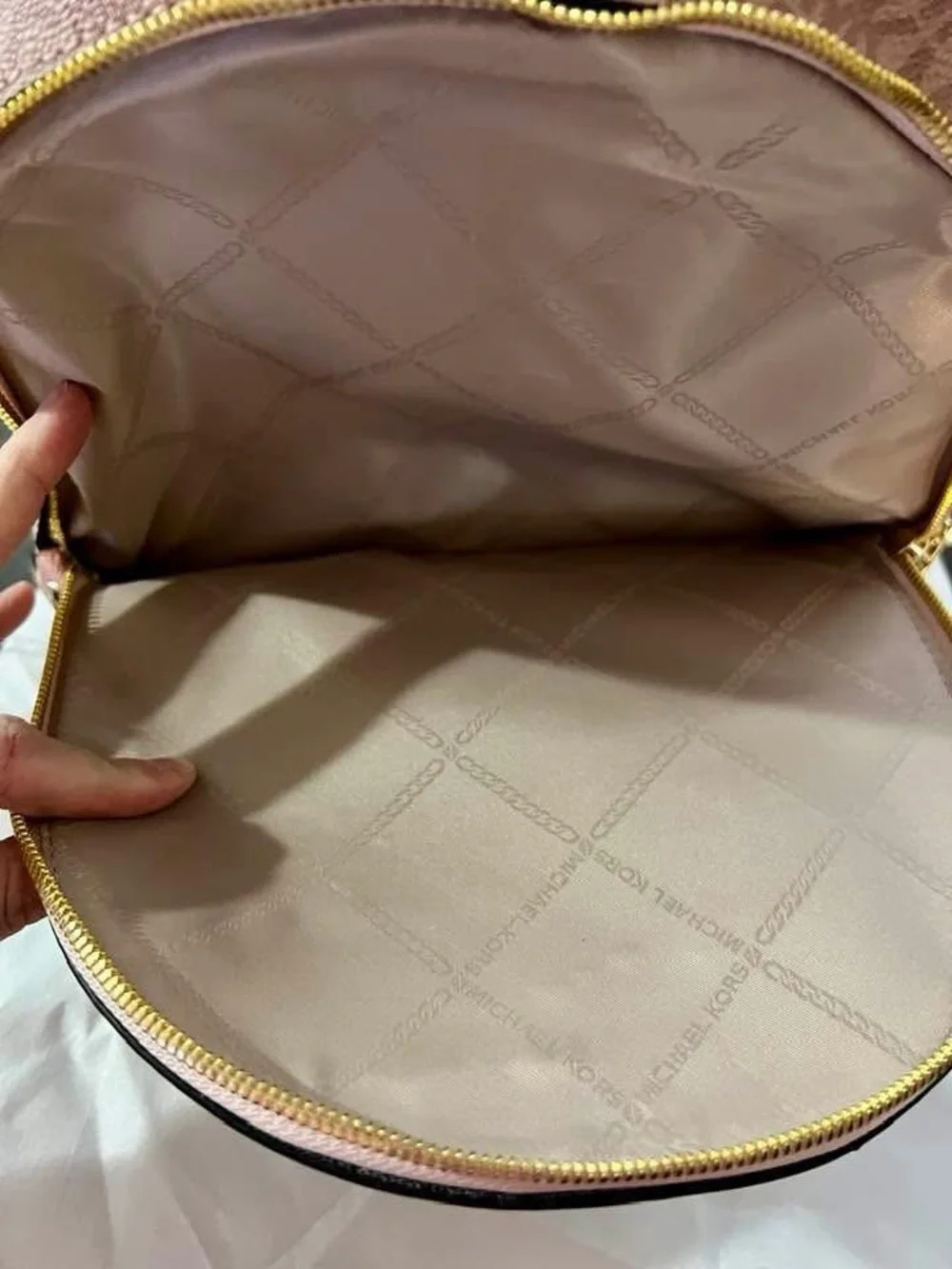 Michael Kors Blush Pink MK Logo Backpack with Gold Hardware